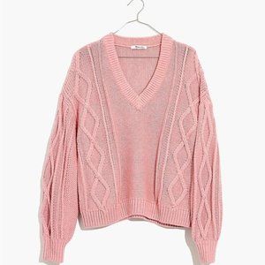 XL Like New Madewell Augustus Cableknit V-Neck Women's Sweater: XL